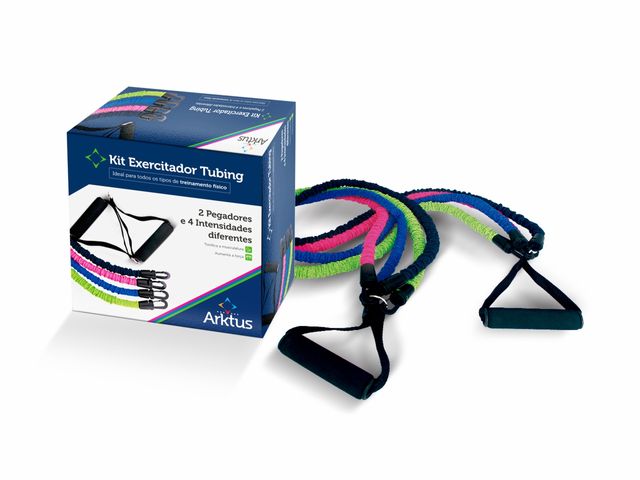 Kit Exercitador Tubing com 4 Intensidades e Pegador - Arktus Kit Exercitador Tubing com 4 Intensidades e Pegador - Arktus