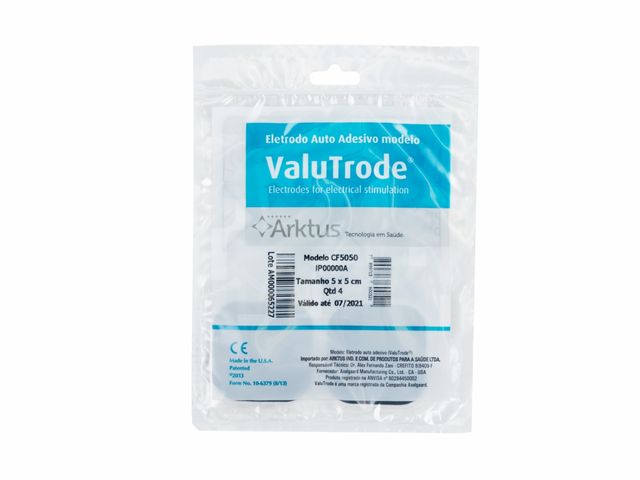 Eletrodo Autoadesivo Valutrode - 5x5cm - 4un - Arktus Eletrodo Autoadesivo Valutrode - 5x5cm - 4un - Arktus