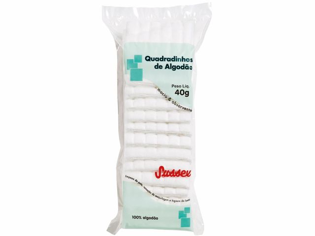 Algodão Quadrado 40g para Procedimentos Estéticos - Sussex Algodão Quadrado 40g para Procedimentos Estéticos - Sussex