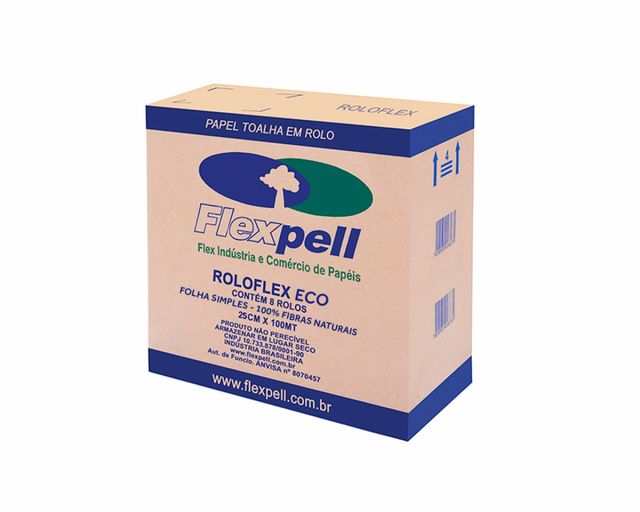 Papel Toalha Descartável - Rolo - 100% Fibras Naturais - 25cmx50m - Flexpell Papel Toalha Descartável - Rolo - 100% Fibras Naturais - 25cmx50m - Flexpell