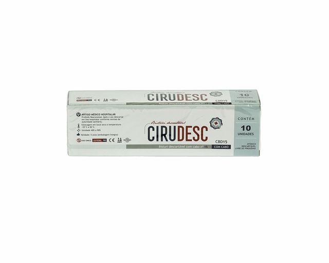 Bisturi Descartável em Aço Carbono - com Cabo Cirudesc - 10un - Ciruti Bisturi Descartável em Aço Carbono - com Cabo Cirudesc - 10un - Ciruti
