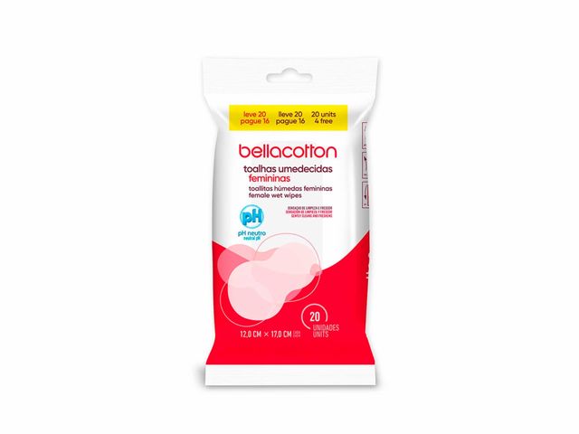 Lenço Umedecido Íntimo - 20un - bellacotton Lenço Umedecido Íntimo - 20un - bellacotton