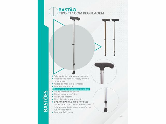 Bengala de Alumínio, Com Regulagem, Tipo T - Sequencial - OUTLET* - Enquanto durarem os estoques Bengala de Alumínio, Com Regulagem, Tipo T - Sequencial - OUTLET* - Enquanto durarem os estoques