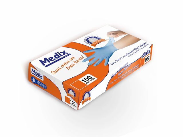 Luva Descartável - Nitrilo - Azul Claro - Sem Pó - 100un - Medix Brasil Luva Descartável - Nitrilo - Azul Claro - Sem Pó - 100un - Medix Brasil