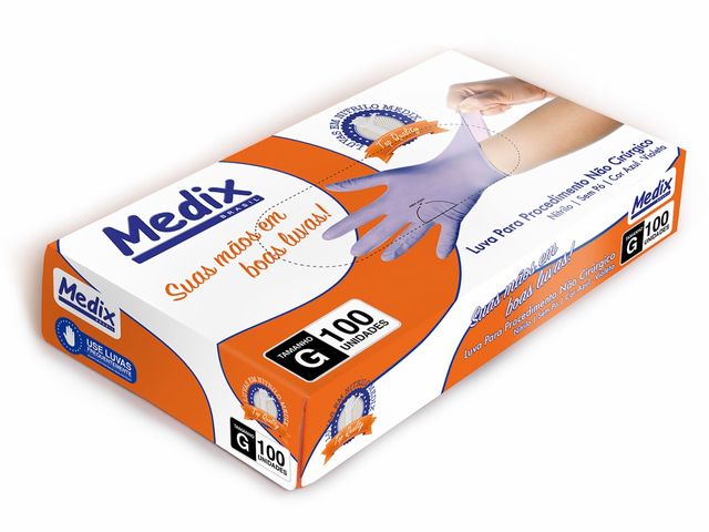 Luva Descartável - Nitrilo - Violeta - Sem Pó - Texturizada - 100un - Medix Brasil Luva Descartável - Nitrilo - Violeta - Sem Pó - Texturizada - 100un - Medix Brasil