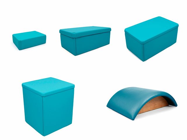 Kit Caixas + Meia Lua para Pilates - Azul Celeste - Arktus Kit Caixas + Meia Lua para Pilates - Azul Celeste - Arktus