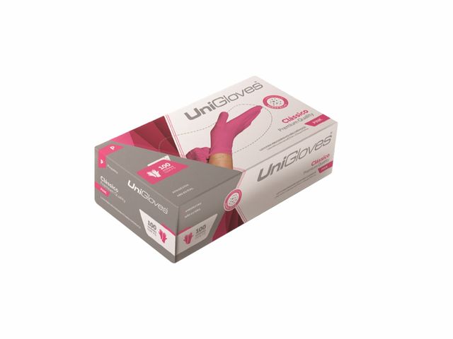 Luva Descartável - Látex - Com Pó - Pink Classic - 100un - Unigloves Luva Descartável - Látex - Com Pó - Pink Classic - 100un - Unigloves