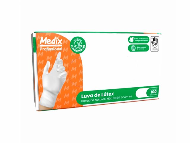 Luva Descartável - Látex - com Pó - 100un - Medix Brasil Luva Descartável - Látex - com Pó - 100un - Medix Brasil