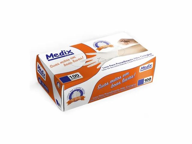 Luva Descartável - Látex - com Pó - 100un - Medix Brasil Luva Descartável - Látex - com Pó - 100un - Medix Brasil