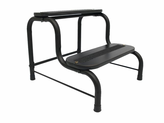 Escada Clinica Tubular Preta - 02 Degraus - Arktus Escada Clinica Tubular Preta - 02 Degraus - Arktus