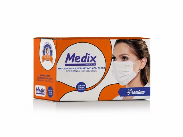 Máscara Descartável Tripla – com Elástico – 50 Unidades – Medix Brasil Máscara Descartável Tripla – com Elástico – 50 Unidades – Medix Brasil