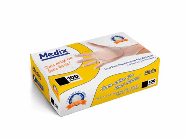 Luva Descartável - Vinil - sem Pó - 100un - Medix Brasil Luva Descartável - Vinil - sem Pó - 100un - Medix Brasil