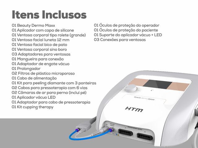 Beauty Dermo Maxx HTM – Aparelho de Vacuoterapia, Pressoterapia, Fototerapia, Ventosaterapia e Microdermoabrasão
