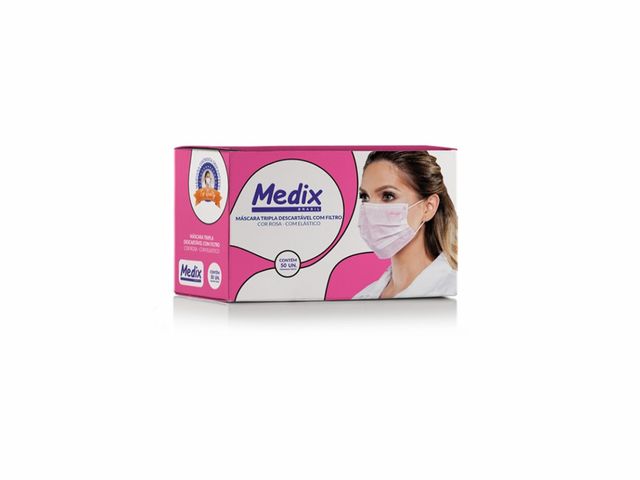 Máscara Cirúrgica Descartável – Tripla – com Elástico – 50un – Medix Brasil 