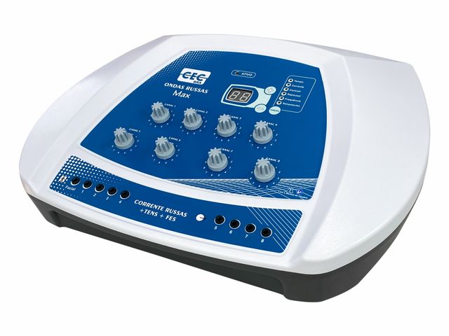 Ondas Russas Max - Aparelho de Correntes TENS, FES e Russa - 8 Canais - Cecbra