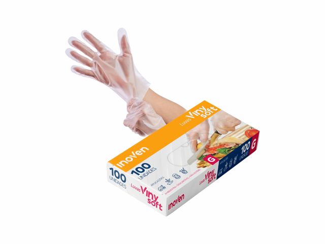 Luva Descartável Viny Soft - Sem Pó - 100un - Inoven Luva Descartável Viny Soft - Sem Pó - 100un - Inoven