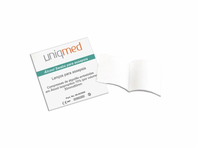 Lenço para Assepsia Álcool Swabs - 100un - Uniqmed Lenço para Assepsia Álcool Swabs - 100un - Uniqmed