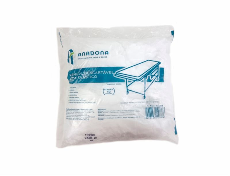 Lençol Descartável em TNT - com Elástico - 2,0x0,9m . SOFT - 10un - Anadona