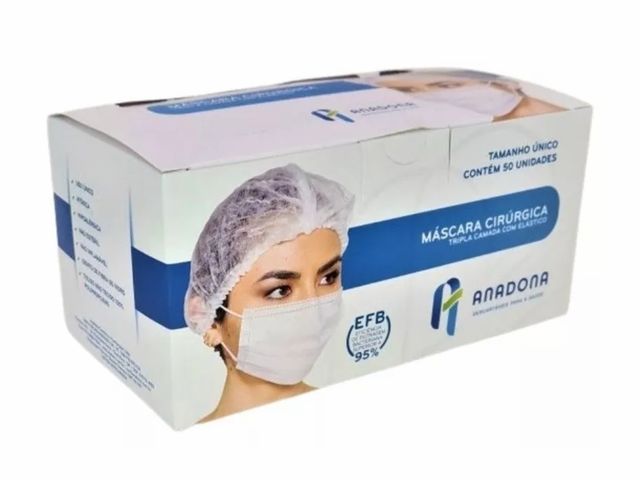 Máscara Cirúrgica Descartável - Tripla - Branca - 50 Unidades - Anadona Máscara Cirúrgica Descartável - Tripla - Branca - 50 Unidades - Anadona