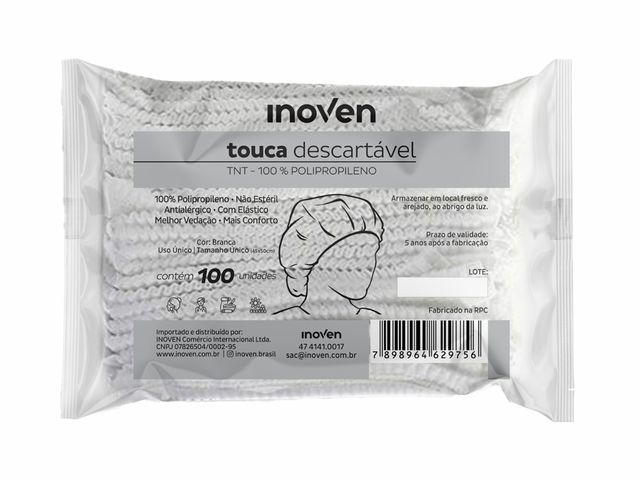 Touca Descartável de Nylon - 100Un - Inoven