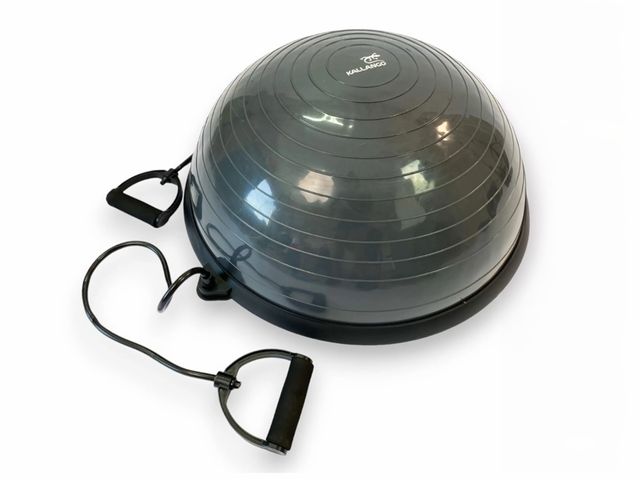 Meia Bola Bosu com Alças – 58x25cm – Chumbo – Kallango Meia Bola Bosu com Alças – 58x25cm – Chumbo – Kallango