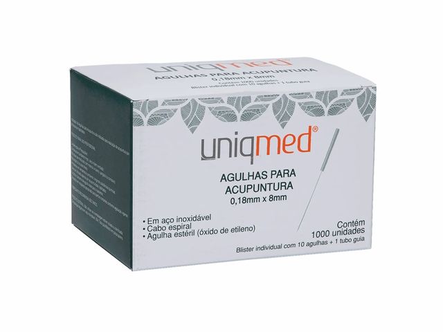 Agulhas para Acupuntura - 0,18x8mm - 1000un - Uniqmed