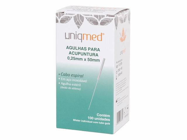 Agulha para Acupuntura - 0,25x50mm - 100un - Uniqmed