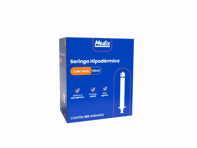 Kit de Seringas Luer Lock - 10mL - 100un - Medix Brasil