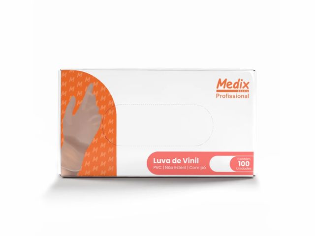 Luva Descartável – Vinil – Sem Pó – 100 Unidades – Medix Brasil Luva Descartável – Vinil – Sem Pó – 100 Unidades – Medix Brasil