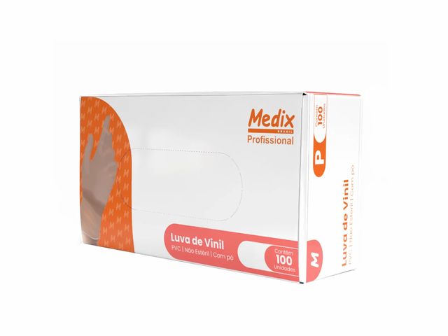 Luva Descartável – Vinil – Sem Pó – 100 Unidades – Medix Brasil Luva Descartável – Vinil – Sem Pó – 100 Unidades – Medix Brasil