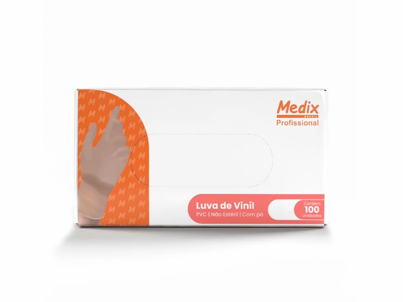 Luva de Vinil - Uso Geral - Sem Pó - 100 Unidades - Medix Brasil - ENQUANTO DURAREM OS ESTOQUES