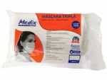 Máscara Descartável Tripla – Branca – com Elástico – 50un – Medix Brasil