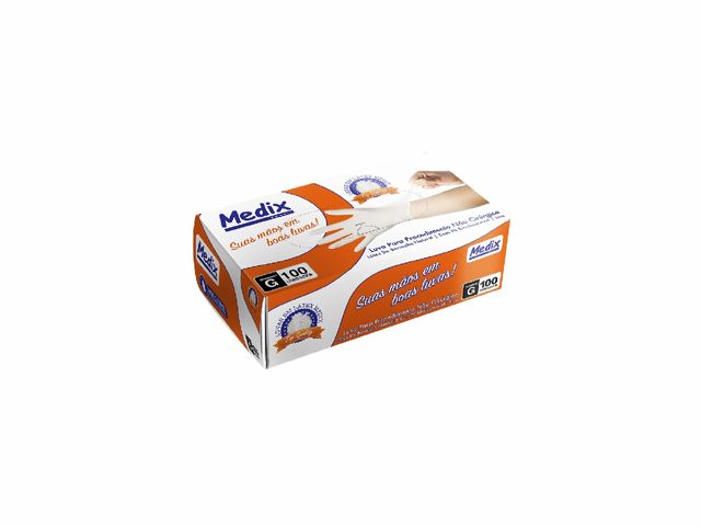 Luva Descartável de Procedimento – Látex – Com Pó – 100 Unidades – Medix Brasil