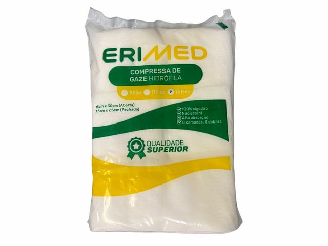 Compressa de Gaze Hidrófila – 13 Fios – EriMed Compressa de Gaze Hidrófila – 13 Fios – EriMed