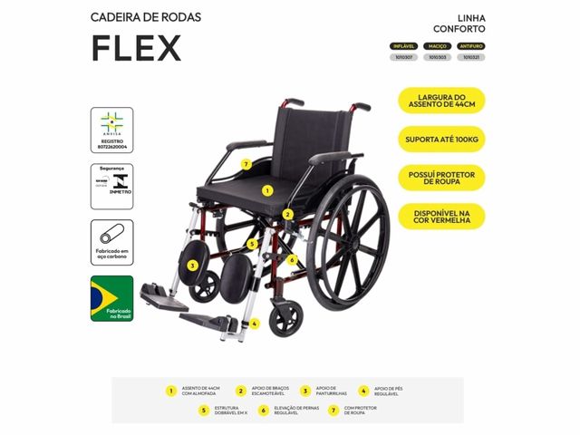 Cadeira de rodas FLEX, LINHA CONFORT - INFLAVEL - Prolife Cadeira de rodas FLEX, LINHA CONFORT - INFLAVEL - Prolife