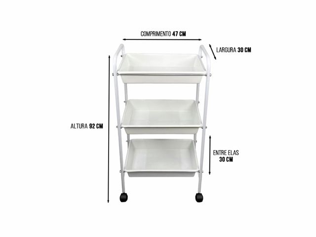 Mesa Auxiliar Tubular – 03 Bandejas – com Alças – Arktus