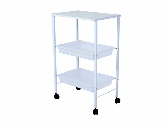 Mesa Auxiliar Luxo – 01 Prateleira e 02 Bandejas – Arktus