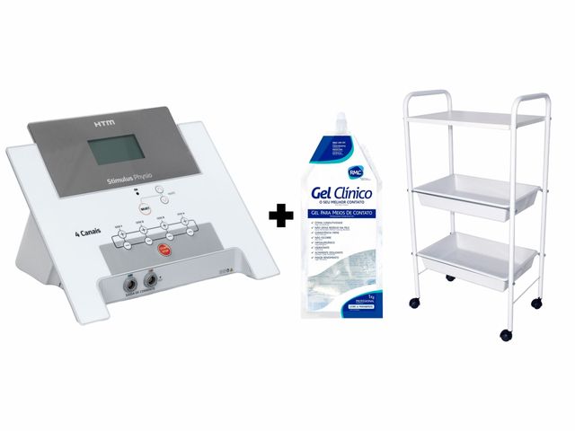 Stimulus Physio Htm 4 Canais Correntes Tens/Fes + Gel Condutor Incolor + Mesa Auxiliar