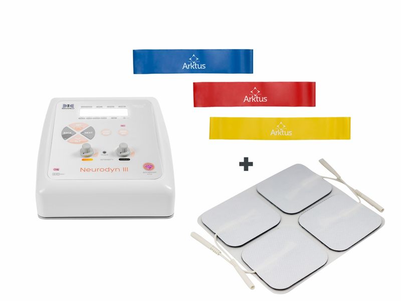 Neurodyn III Ibramed + Eletrodo 5x5 + Mini Band Leve, Médio E Forte - Arktus