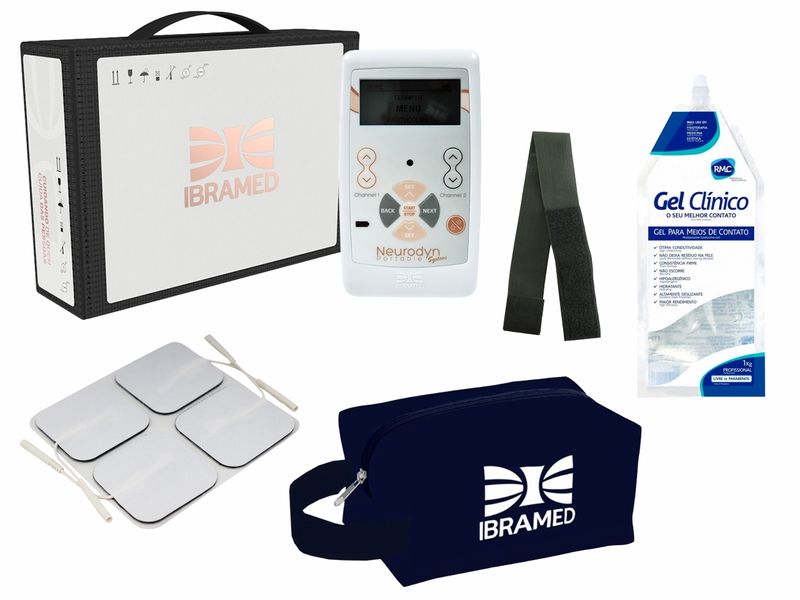 Neurodyn Port. System+Gel Inc. Cinta Elastica+Eletrodo 5x5cm+Necessaire - Ibramed