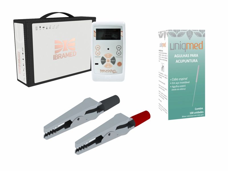 Neurodyn Portatil+Agulha Acup. Garra Jacare Verm.+Garra Jacare Preta - Ibramed