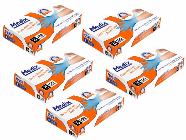 Kit com 5 Caixas com 100 Unidades - Luva de Nítrilo Azul - Tamanho G - Sem Pó - Medix Saúde Kit com 5 Caixas com 100 Unidades - Luva de Nítrilo Azul - Tamanho G - Sem Pó - Medix Saúde